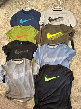 Nike Kids Short-Sleeve Athletic Tees - Multi Color Swooshes set of 8